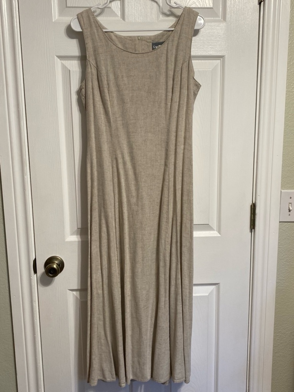 Beige Sleeveless Maxi Dress — Classic Flowy Silhouette